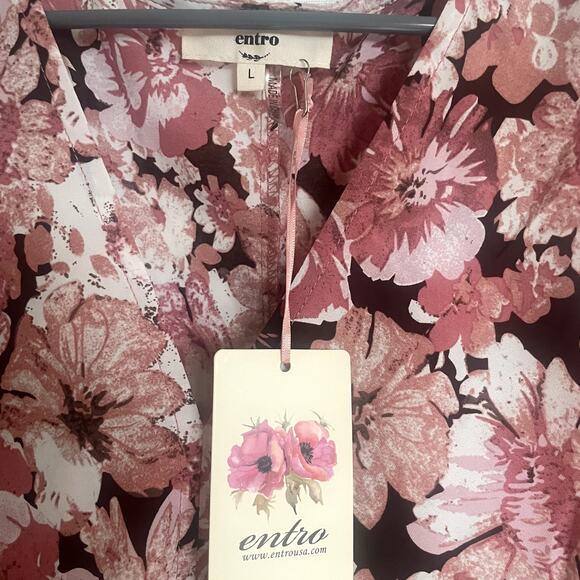Entro NWT Boho Floral Top Size Large - Picture 2 of 6